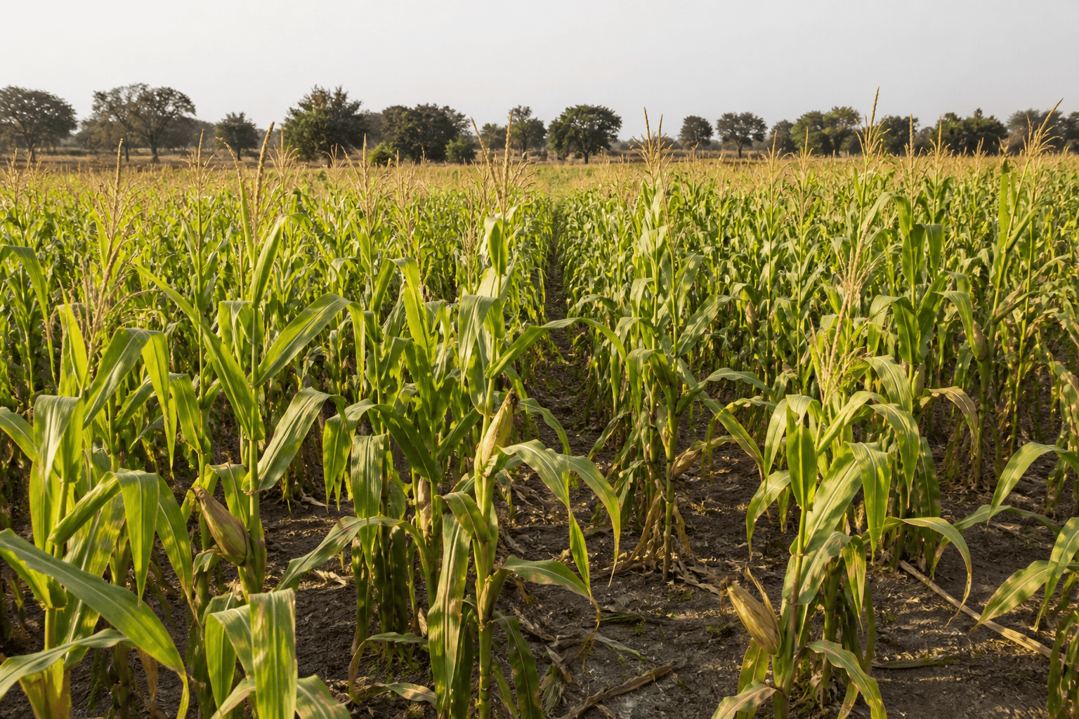 Maize plot in late season light